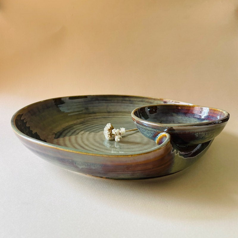 Saga Ceramic Chip & Dip Bowl