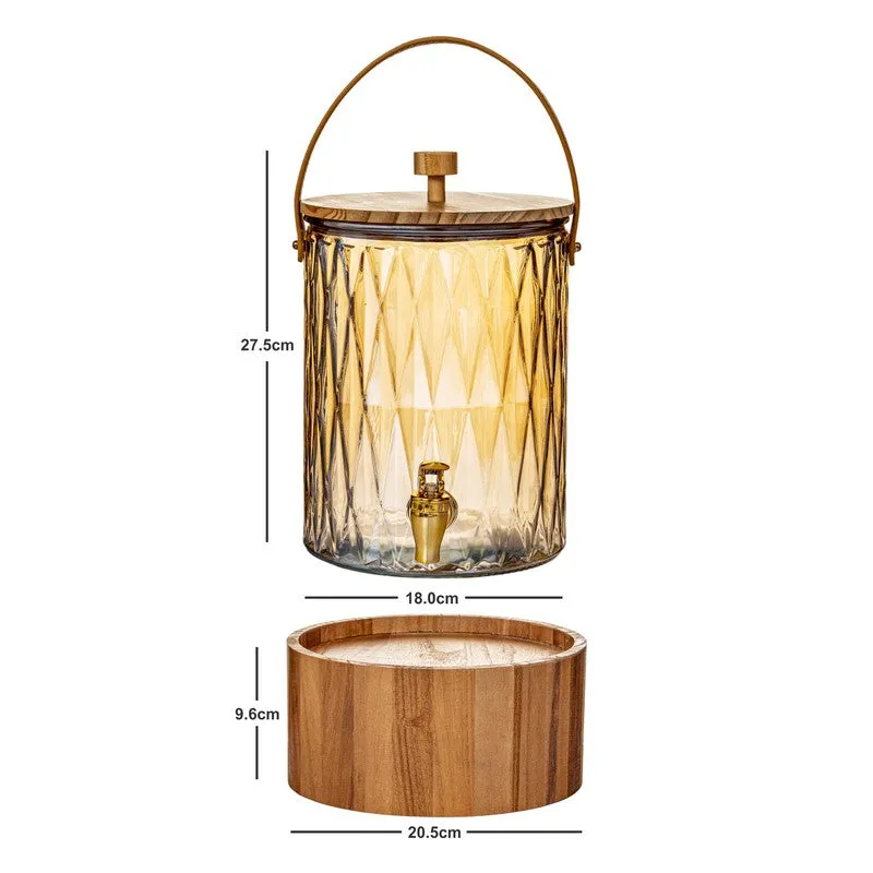 Glass Drink Dispenser with Wooden Stand (5000 Ml) - Two Piece Set media 7