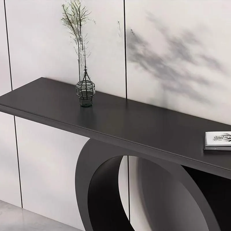 Circle Base Metal Console Table with Marble Top - Small media 5