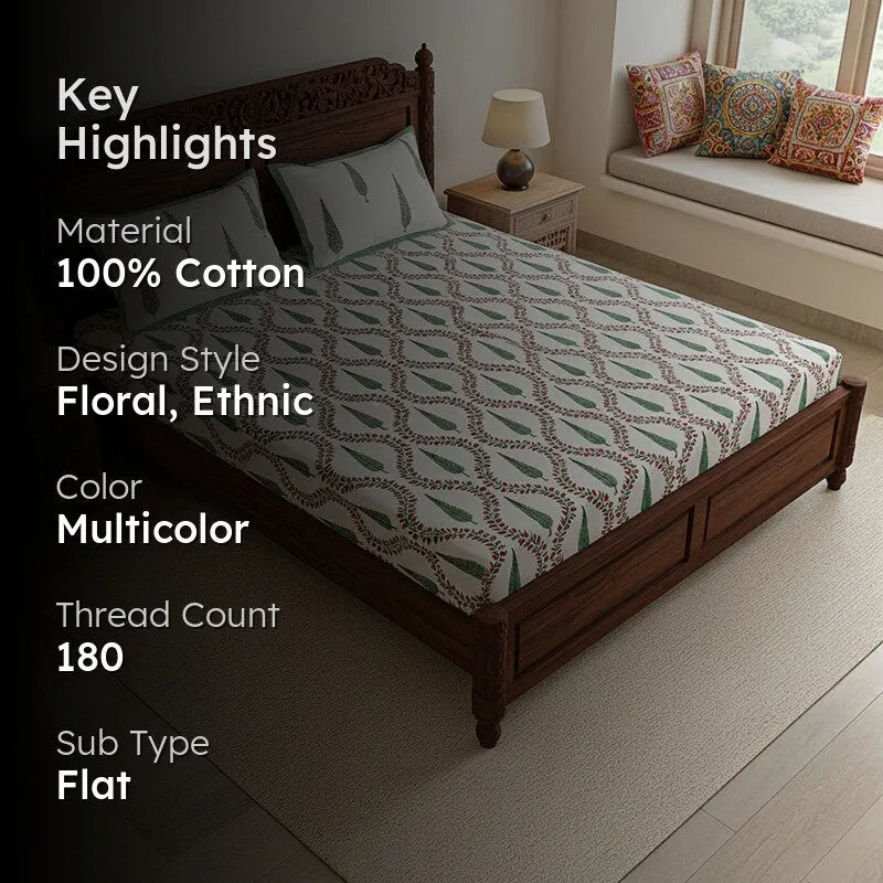 Regalia Cotton Bedsheet (Green) - 180 TC media 2