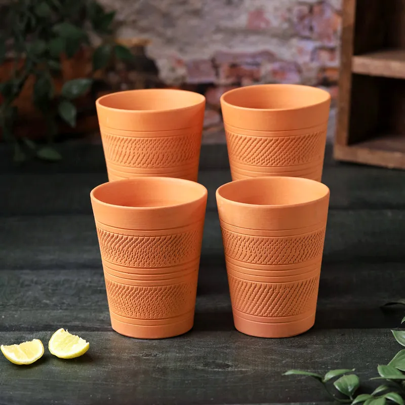 Rustic Terracotta Drinking Glass Set - 4 Pieces media 1