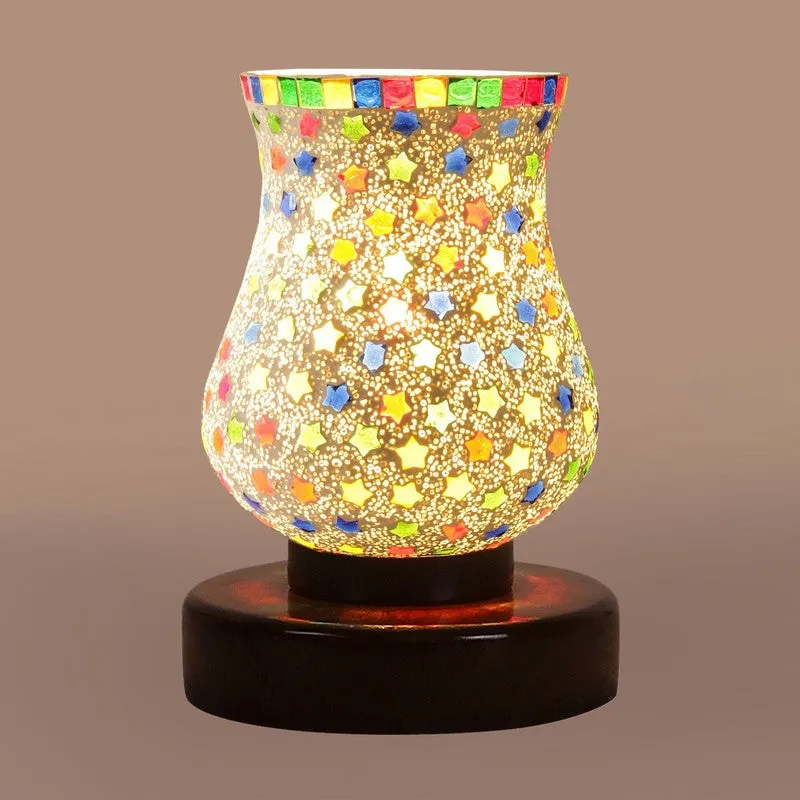 Prismia Mosaic Glass Table Lamp With Wooden Base - Multicolor media 7