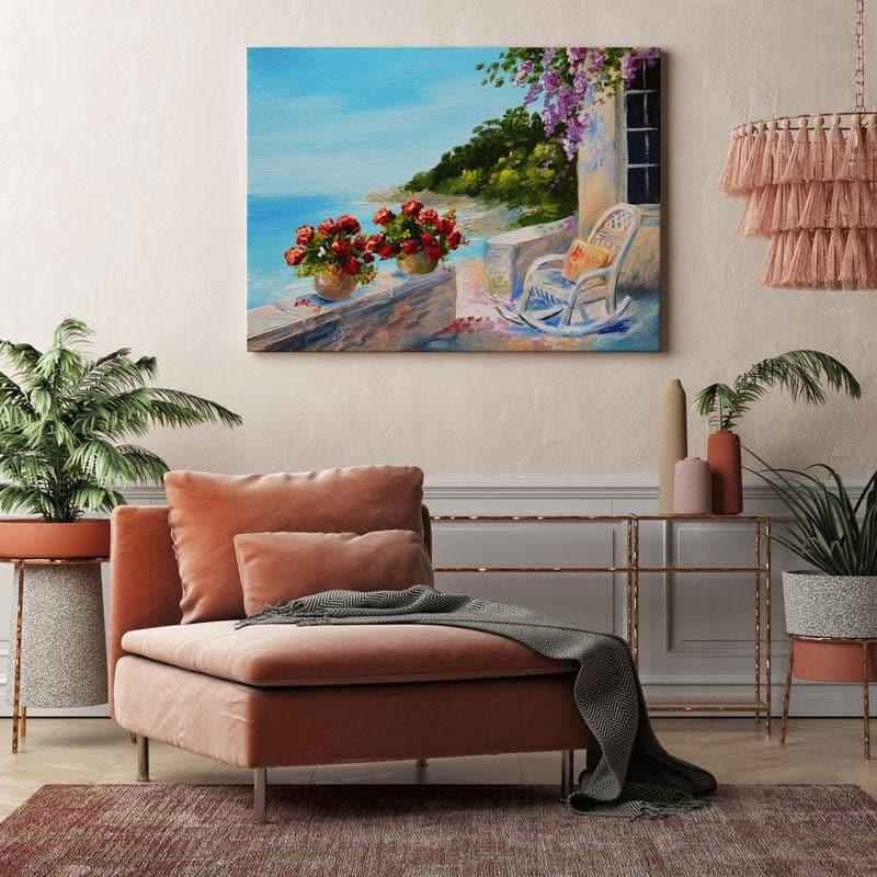 Balcony Near The Sea Canvas Wall Painting - Gallery Wrap media 3