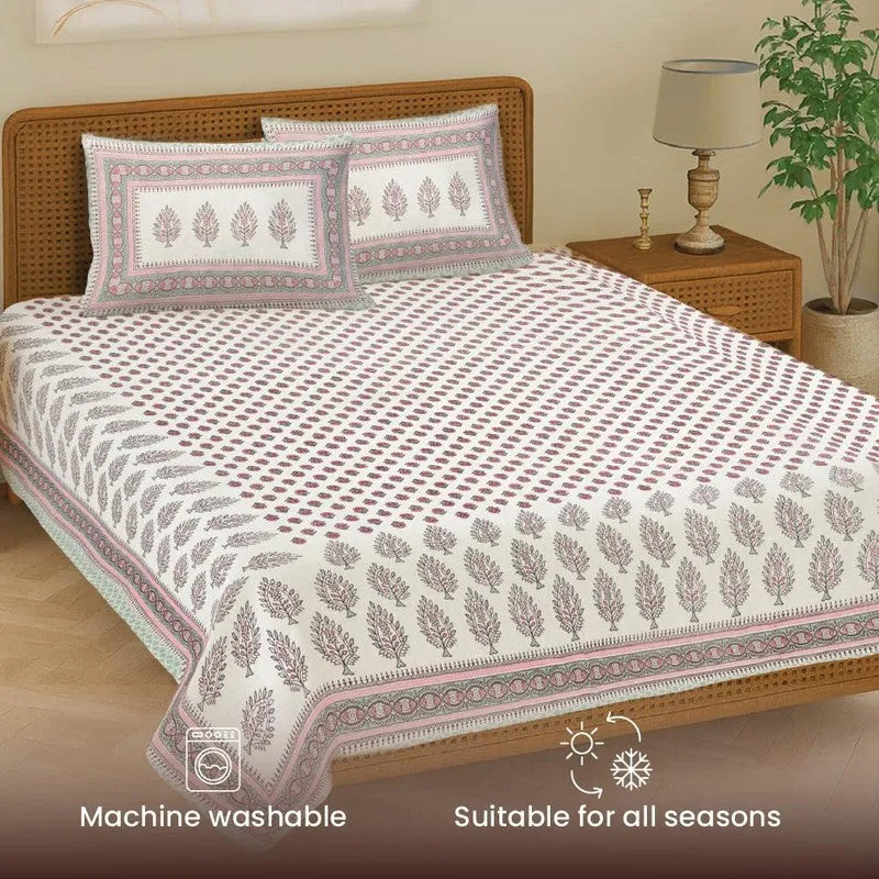 Urban Space Gulnaar Soft Cotton Bedsheet (Pink) - 200 TC media 5