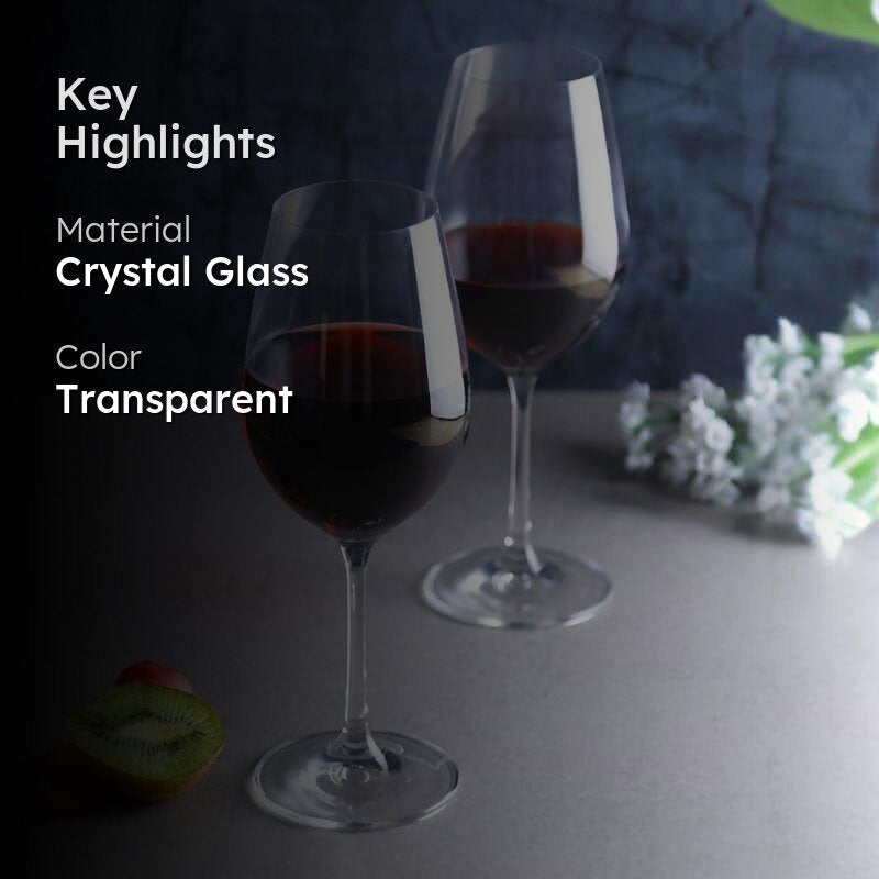 Nova Bohemia Crystal Red Wine Glasses (450 ML) - Set Of Six media 2
