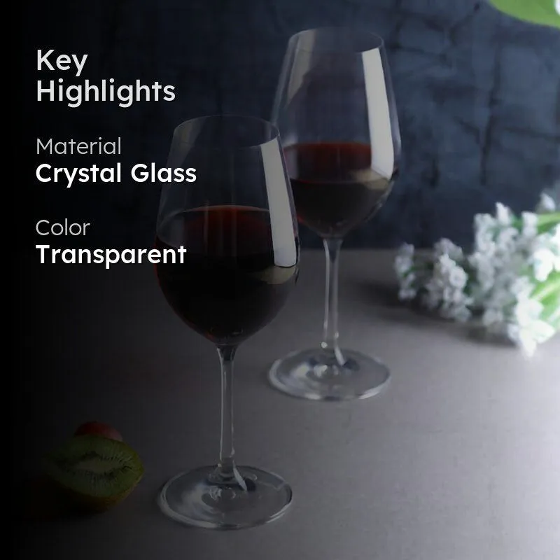 Nova Bohemia Crystal Red Wine Glasses (450 ML) - Set Of Six media 2