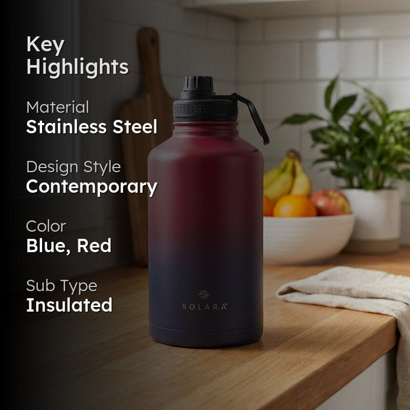 Solara Insulated Stainless Steel Bottle (2000 mL) - Blue & Red media 2