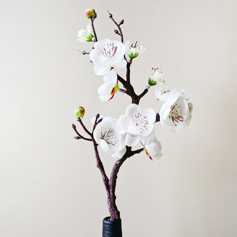Artificial Decorative Plum Blossom Flower Stick (White) - Set of Two media 3