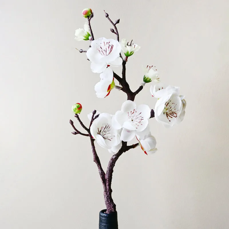 Artificial Decorative Plum Blossom Flower Stick (White) - Set of Two media 3
