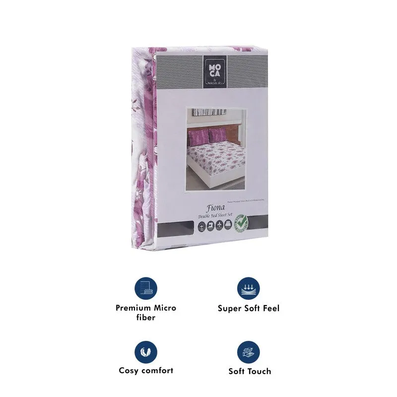 Monte Carlo Petal Story Cotton Bedsheet (White,Purple) - 104 TC media 11