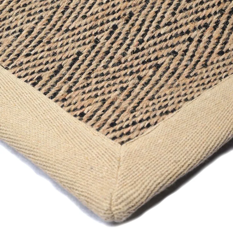 Saral Home ChevronTread Anti-Slip Jute Cotton Area Rug - Black & Beige media 5