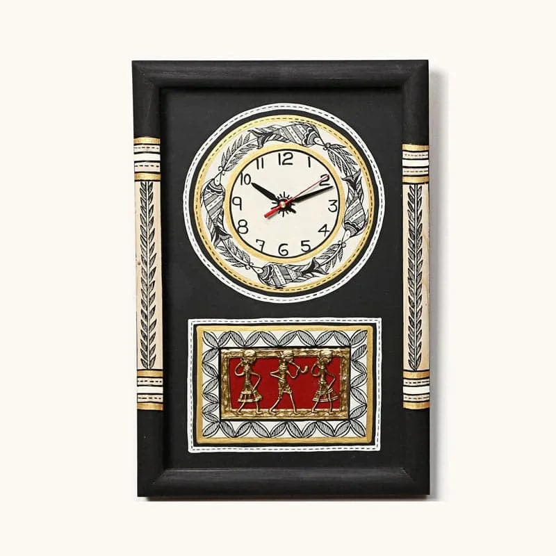 Sanjoya Warli Wall Clock - Black media 3
