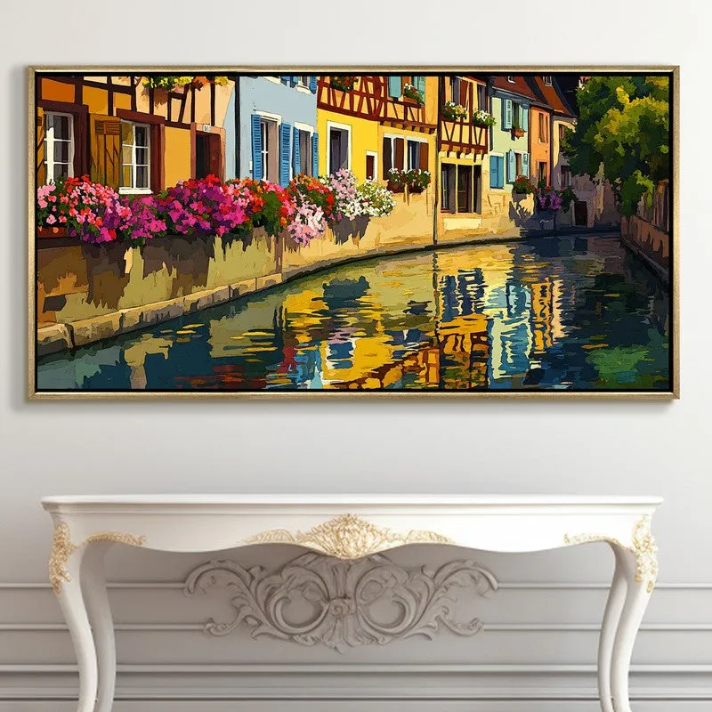 Aquarelle Canal Canvas Wall Painting With Frame media 5