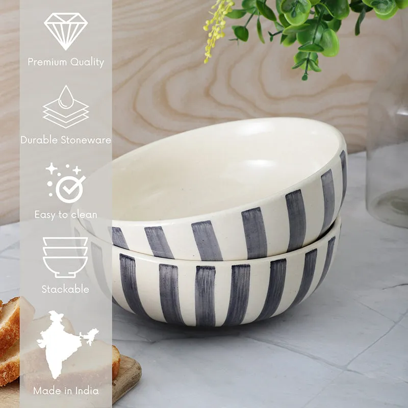 Cross Strips Ceramic Serving Bowl (800mL)- Set Of Two media 7