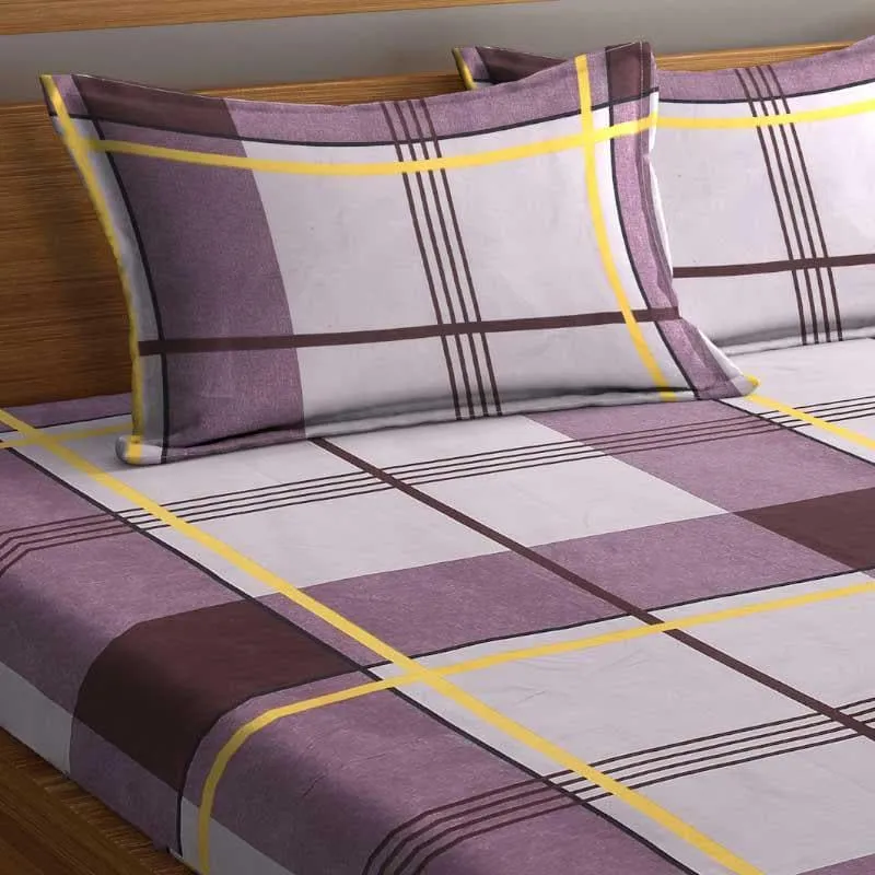 Block Checkered Printed Microfiber Bedsheet - 130 GSM media 5