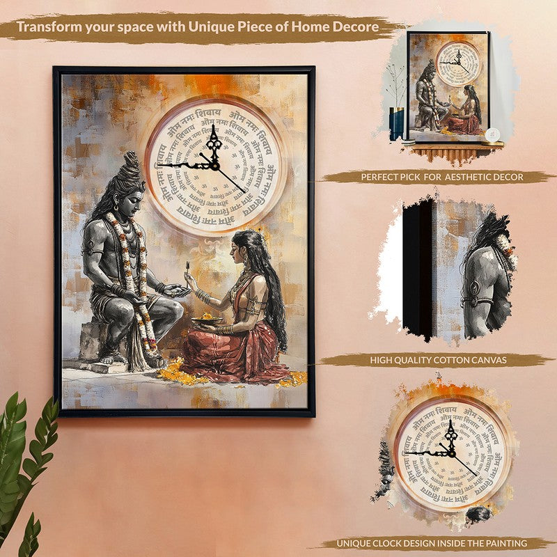 Shiva Shakti Wall Art With Clock media 6