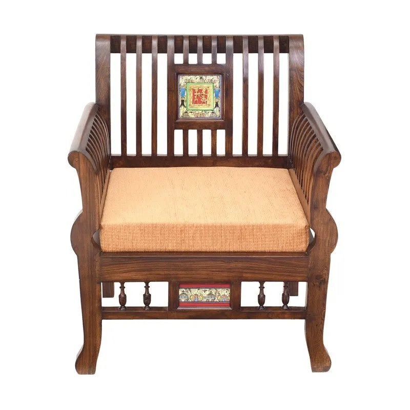 Nyle Teak Wood Accent Chair media 3