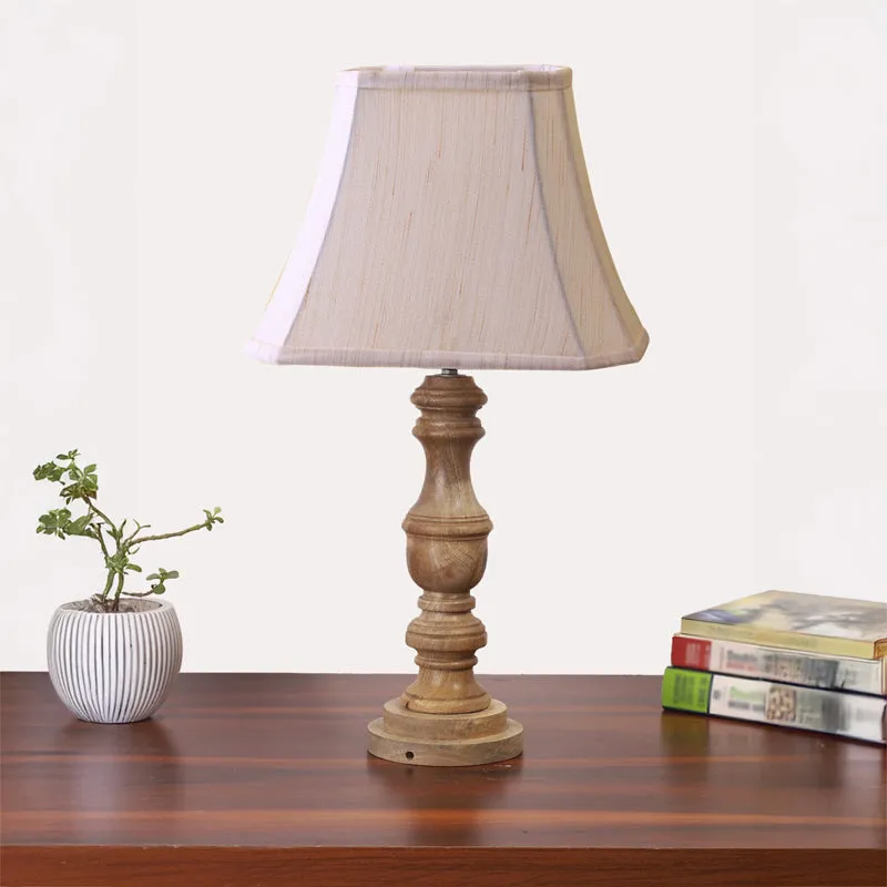 Allume I Carve Wooden Table Lamp - White,Brown media 3