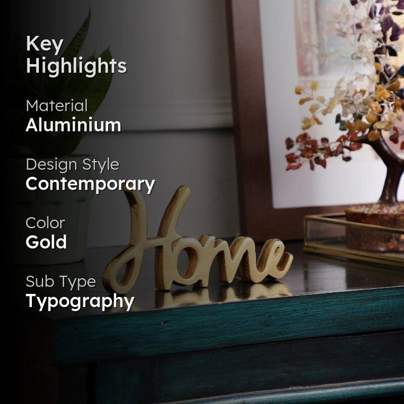 Home Aluminium Typography Showpiece - Gold media 2