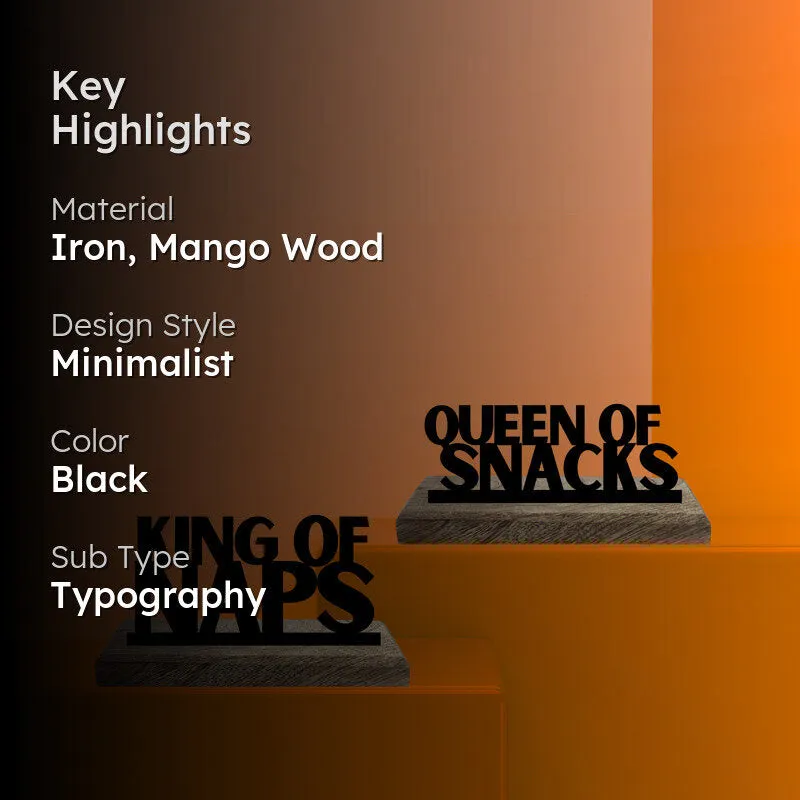 King Of Naps Typography Showpiece - Set Of Two media 2