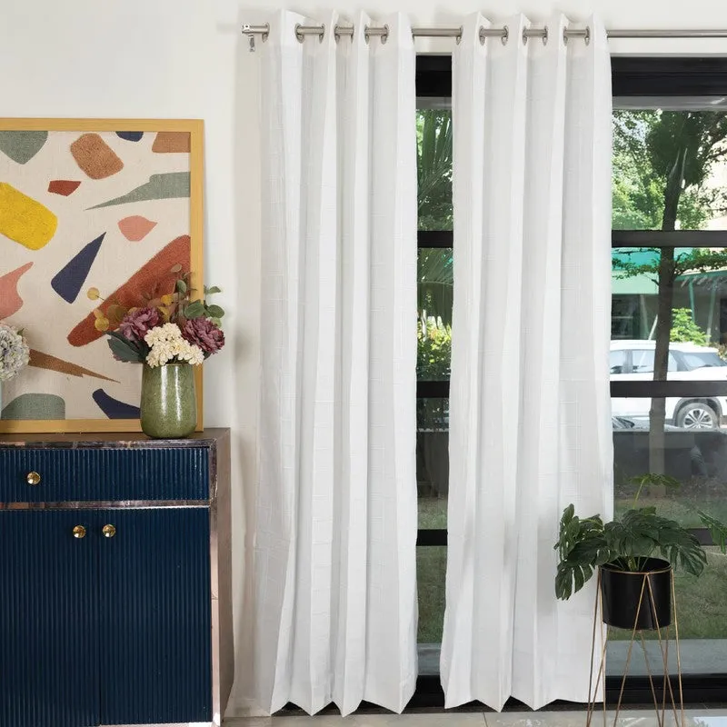 Pixel Checks Cotton Curtain - White media 2
