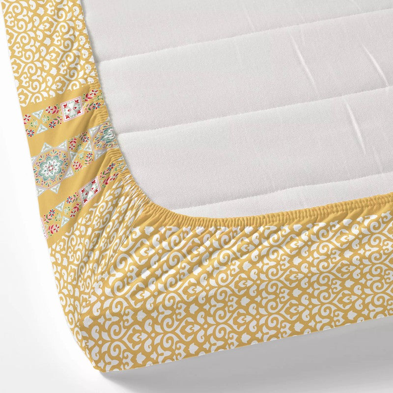 LuxeHaven Cotton Bedsheet (Yellow) - 180 TC media 4