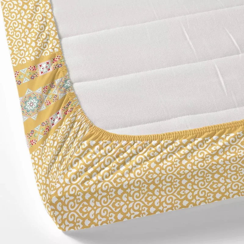 LuxeHaven Cotton Bedsheet (Yellow) - 180 TC media 4
