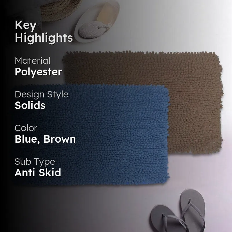 Zora Anti Slip Bathmat (Blue & Brown) - Set Of Two media 2