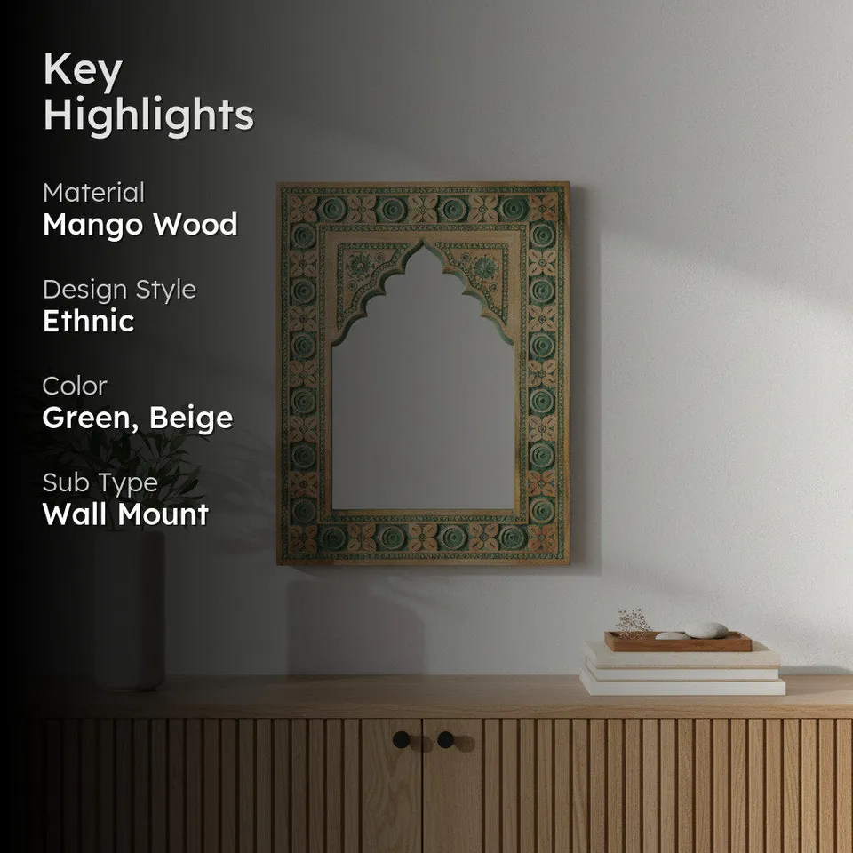 Aryza Premium Mango Wood Wall Mirror media 2