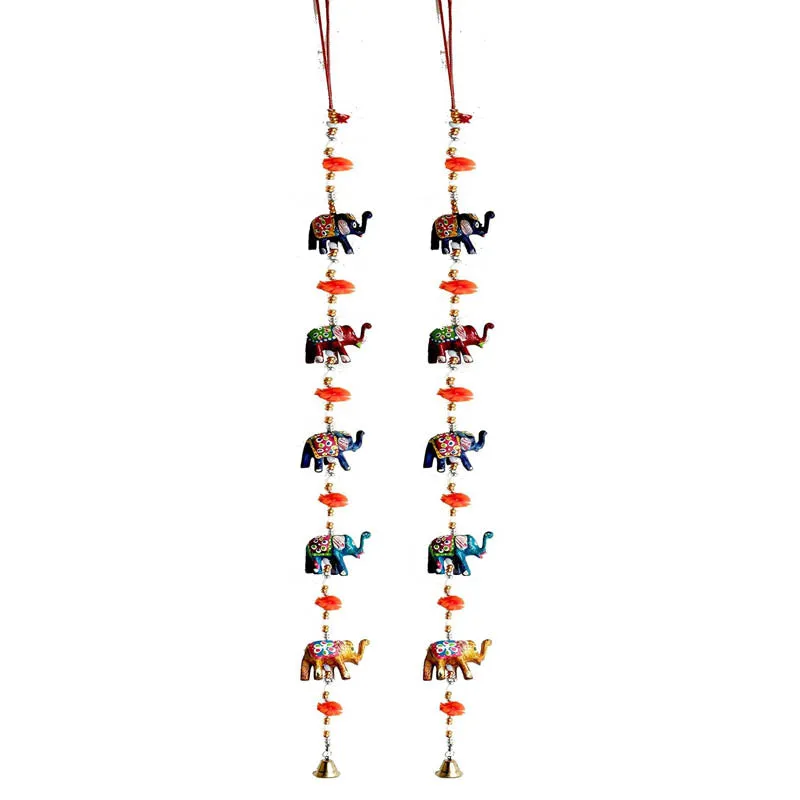 Haathi Parade Painted Fiber Wall Hanging - Set Of Two media 3