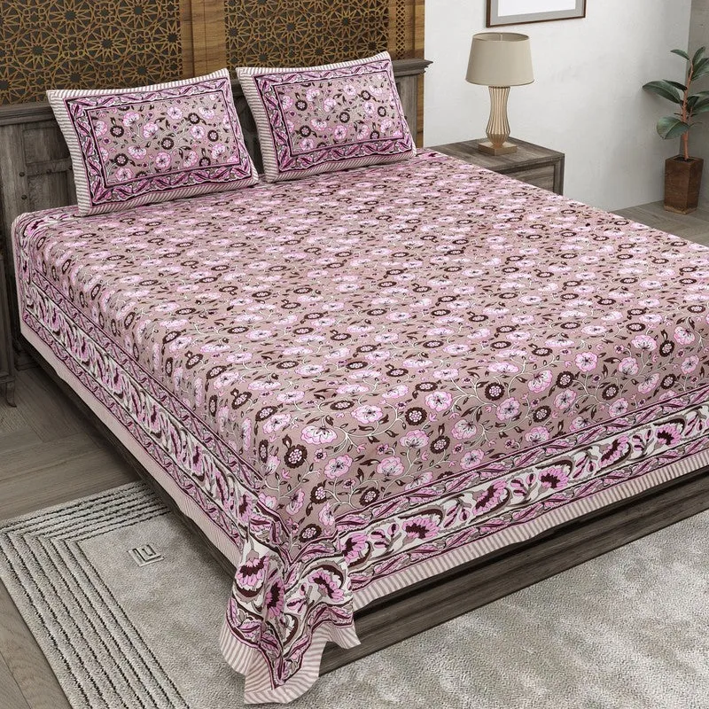 Geora Cotton Bedsheet (Pink) - 240 TC media 1