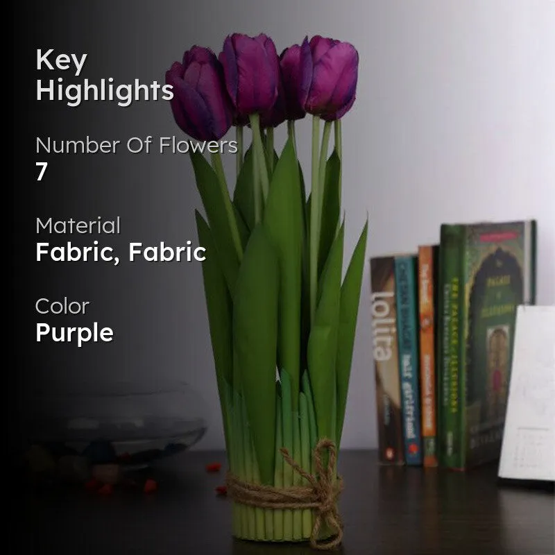 Artificial Tulip Flower Bunch Timeless Charm - Purple media 2