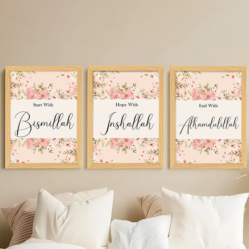 Bismillah Calligraphy Wall Art - Set Of Three