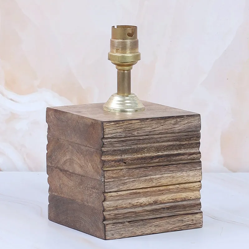 Tatami Cube Solid Mango Wood Table Lamp - Beige,Brown media 6
