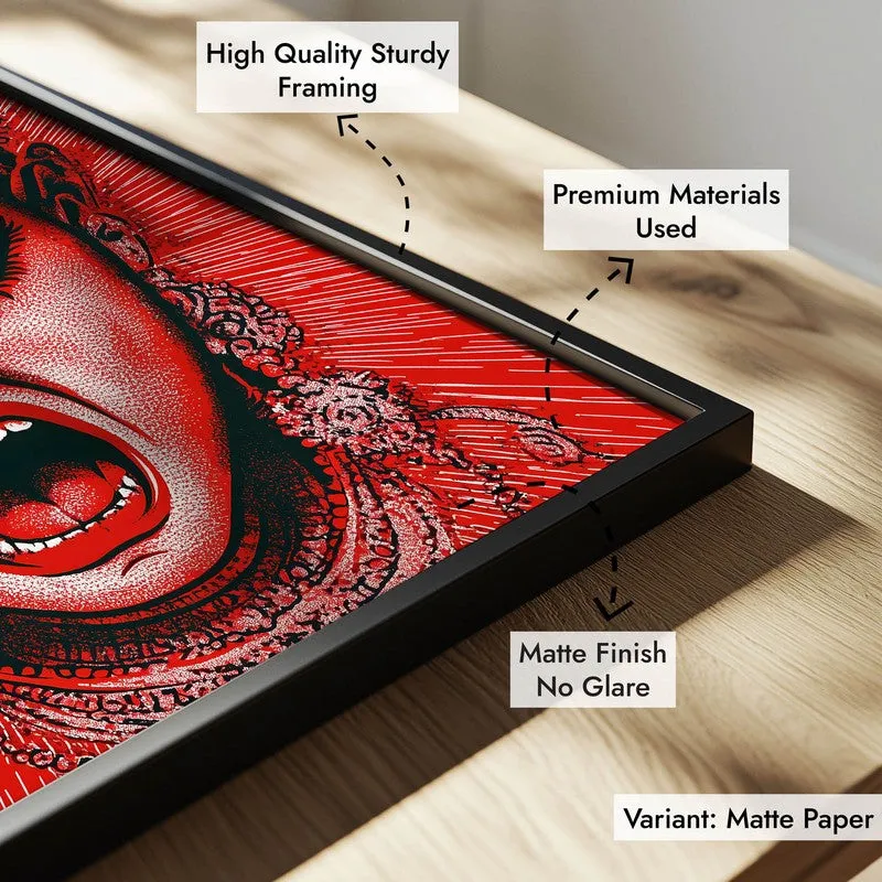 Rudra Mahakali Spiritual Archival Paper Wall Painting With Frame - Black media 7