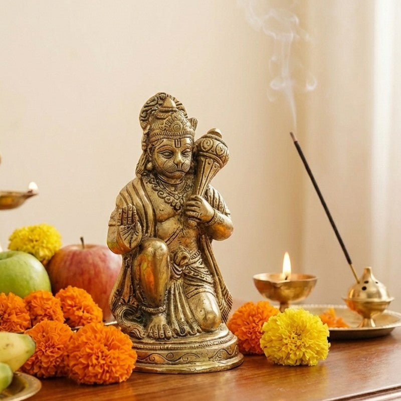 Lord Hanuman Divine Brass Idol media 5