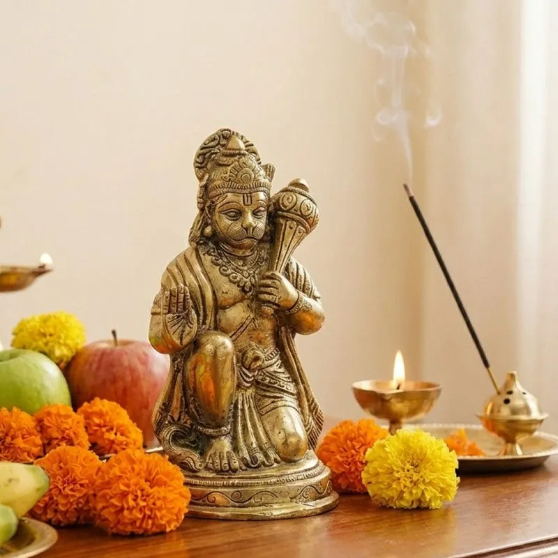 Lord Hanuman Divine Brass Idol media 5