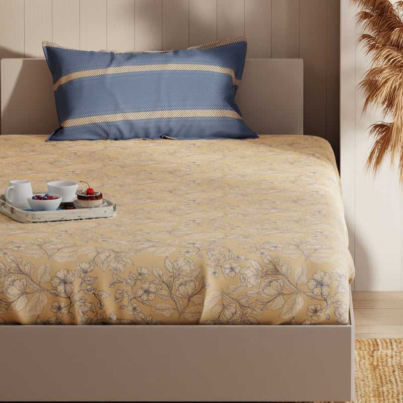 Blush Rest Single Microfiber Bedsheet (Beige) - 135 GSM media 4