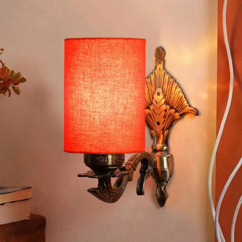 Magda Masique Cylindrical Fabric & Metal Wall Lamp - Orange media 1