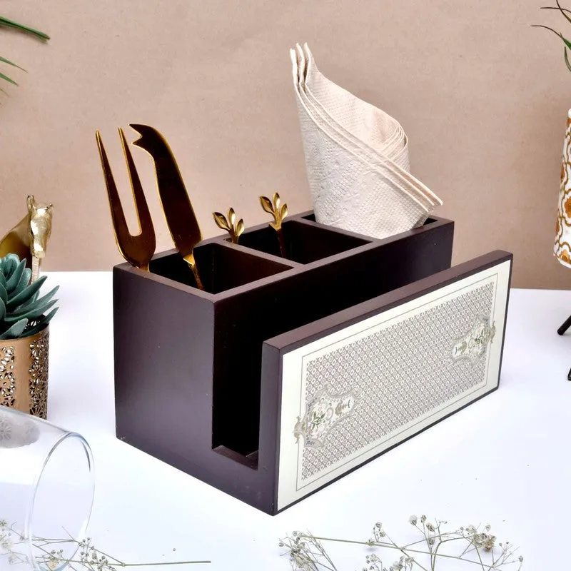 Colorful Handcrafted Wooden Cutlery Stand media 1