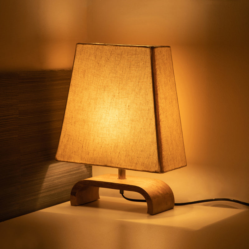 Navitha Handcrafted Mango Wood Table Lamp - Brown,White