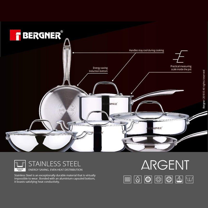 Bergner Argent Triply Casserole With Lid - 4100 ML media 5