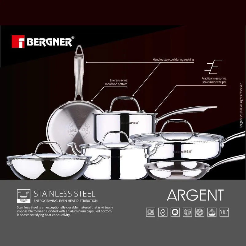 Bergner Argent Triply Casserole With Lid - 4100 ML media 5
