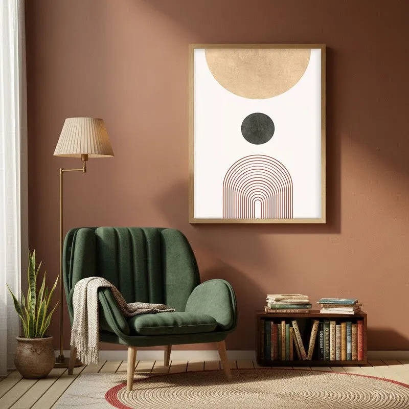 Abstract Equilibrium Canvas Wall Painting With Brown Frame media 1