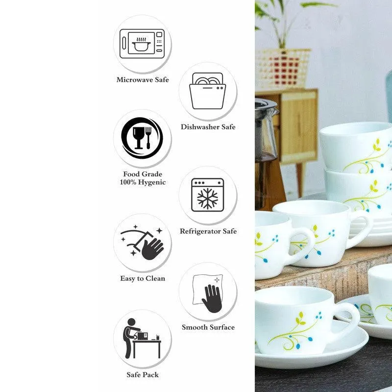 Cello Minari Flora Cup & Saucer (130 ML) - Twelve Piece Set media 5
