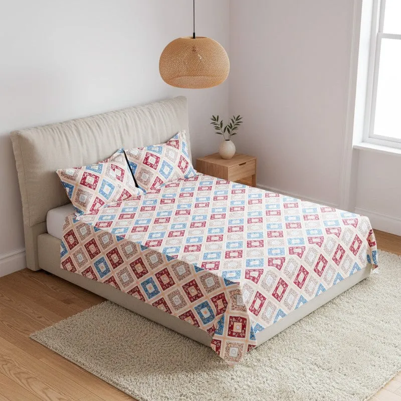 Chakra Ethnic Cotton Bedsheet (Peach) - 120 TC media 1