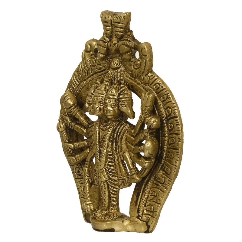 Brass Panchmukhi Hanuman Idol - Metallic media 4