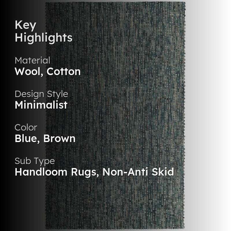 Artistry Threads Hand Woven Wool Rug - Sea Blue & Brown media 2