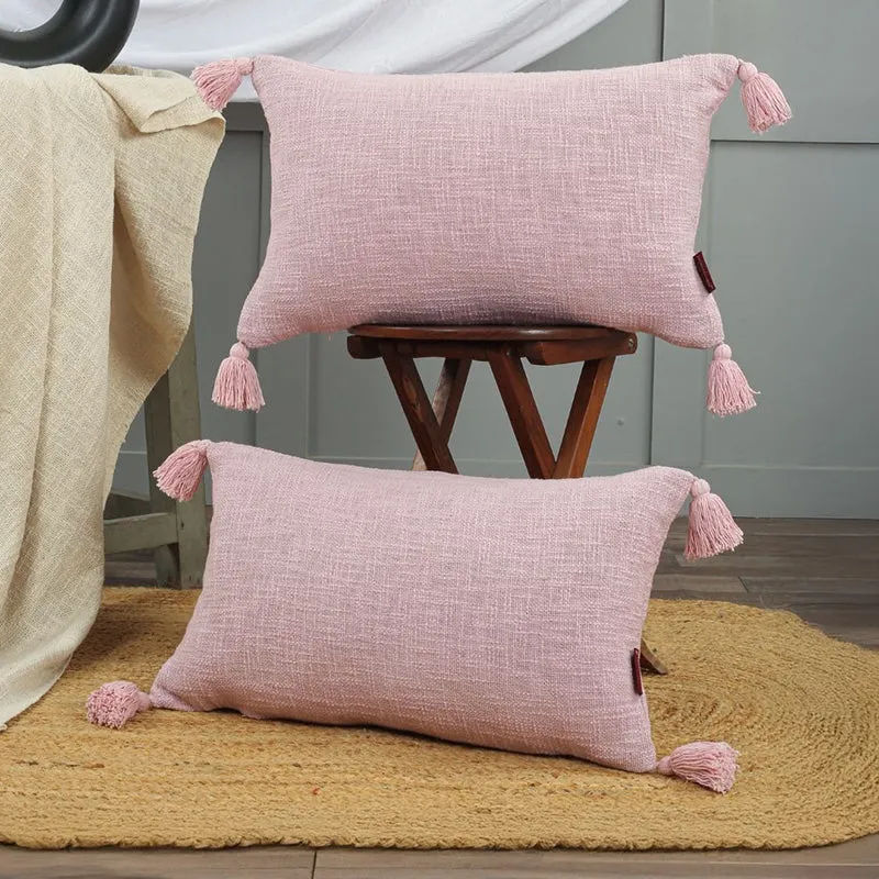 Claira Rectangle Solid Cushion Cover (Lavender) - Set Of Two media 2