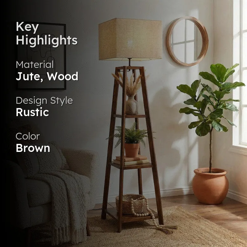 Akris Wooden Floor Lamp With Shelves media 2